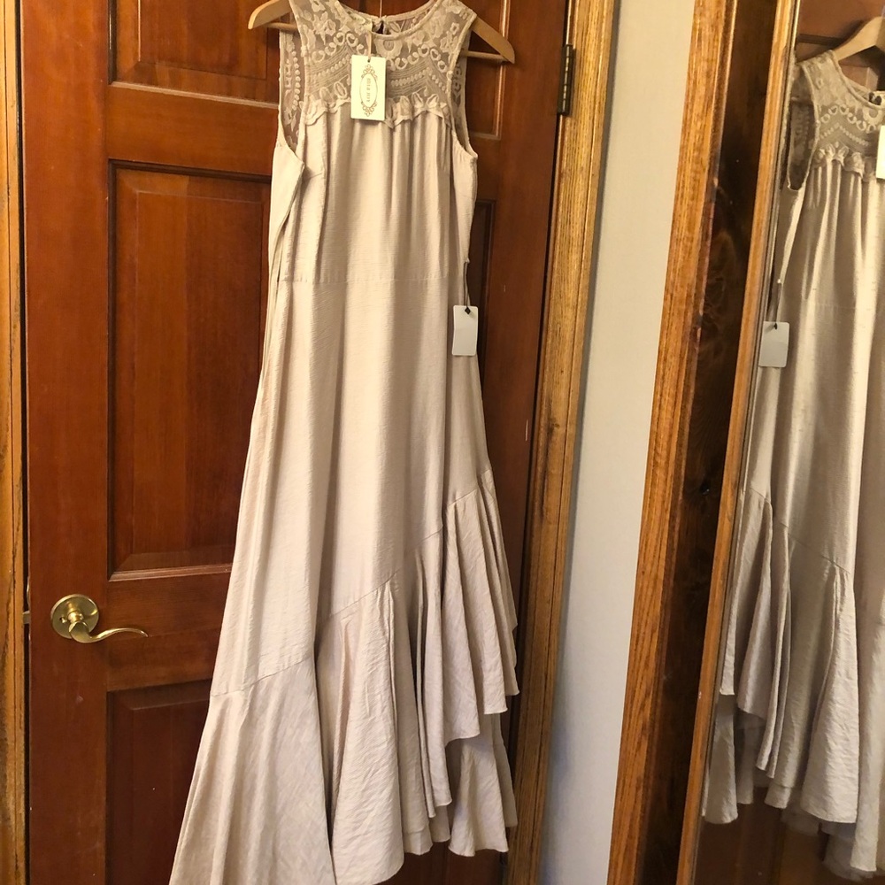 Gray Tiered Maxi Sundress for Wedding Guest
